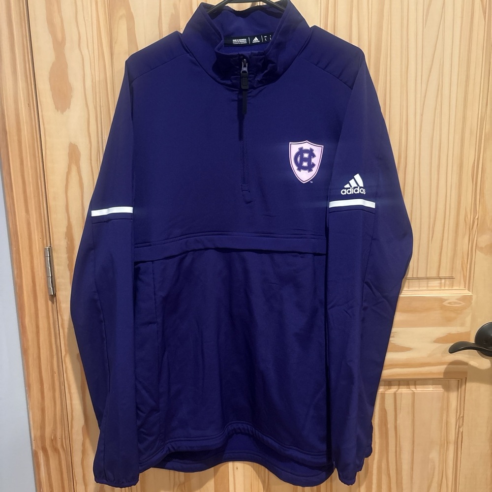 Adidas Holy Cross Crusaders Pull Over Purple Jacket